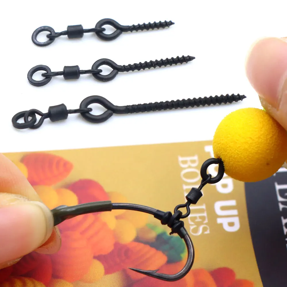 10pcs Carp Fishing Accessories Pop Up Boilie Rolling Swivel Carp Bait Screws Hair Ronnie Rig Method Feeder Tackle Fishing