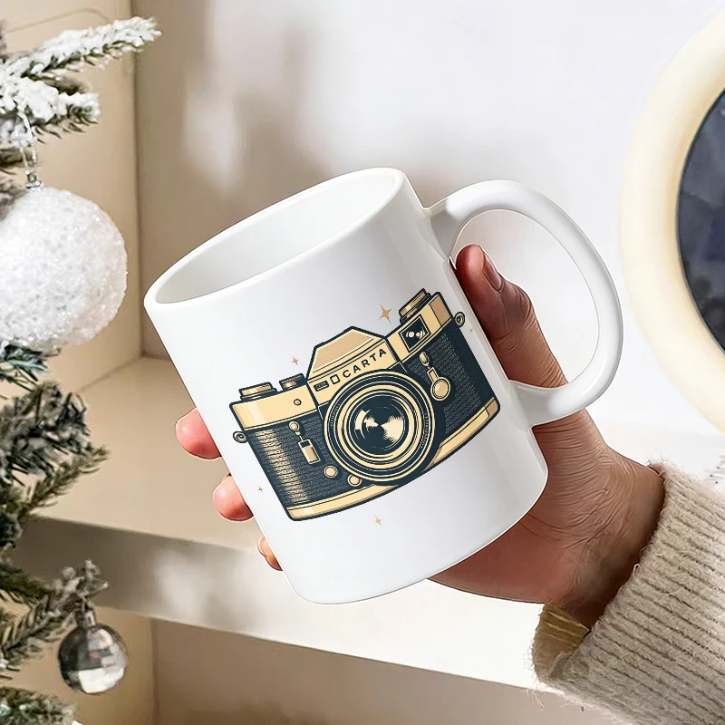 Cup & Mug Set, Vintage Retro Camera Ceramic Mug, Coffee Cup, Milk Cup, Office Tea Cup, Drinking Cup, Gift for Friends