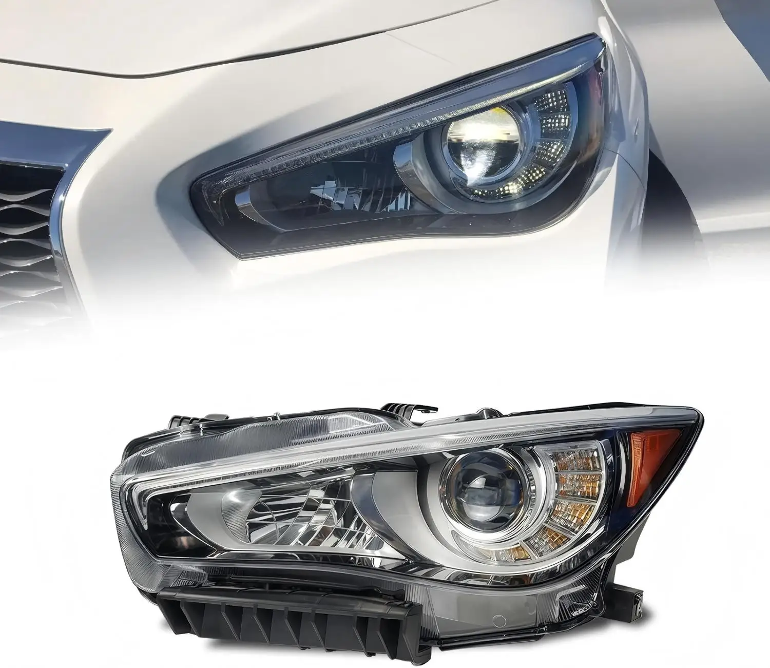 FOR Infiniti Q50 LED Headlight Assembly 2018-2019 Left Driver Side Without AFS OE 26075-4HB0A Direct Replacement