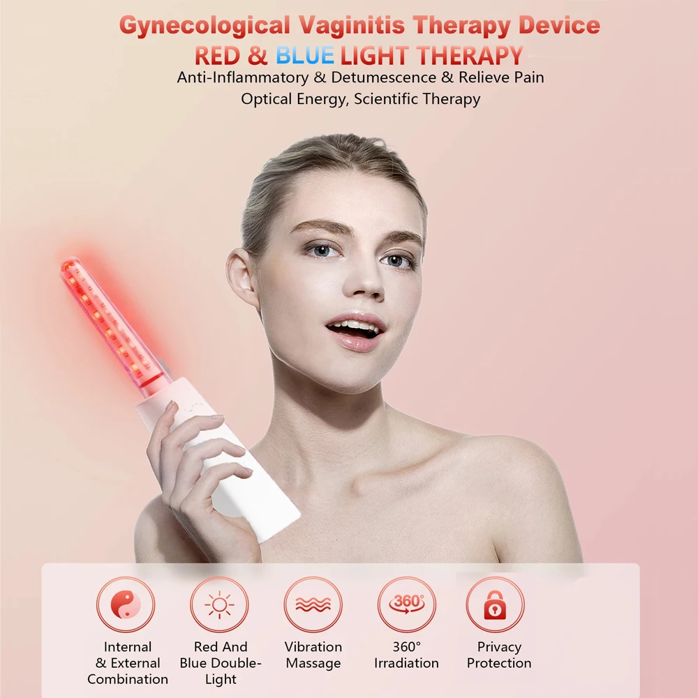 Gynecological Inflammation Treatment Device LED Red Blue Light Massage Treat Chronic Pelvic Inflammatory Disease Vaginitis