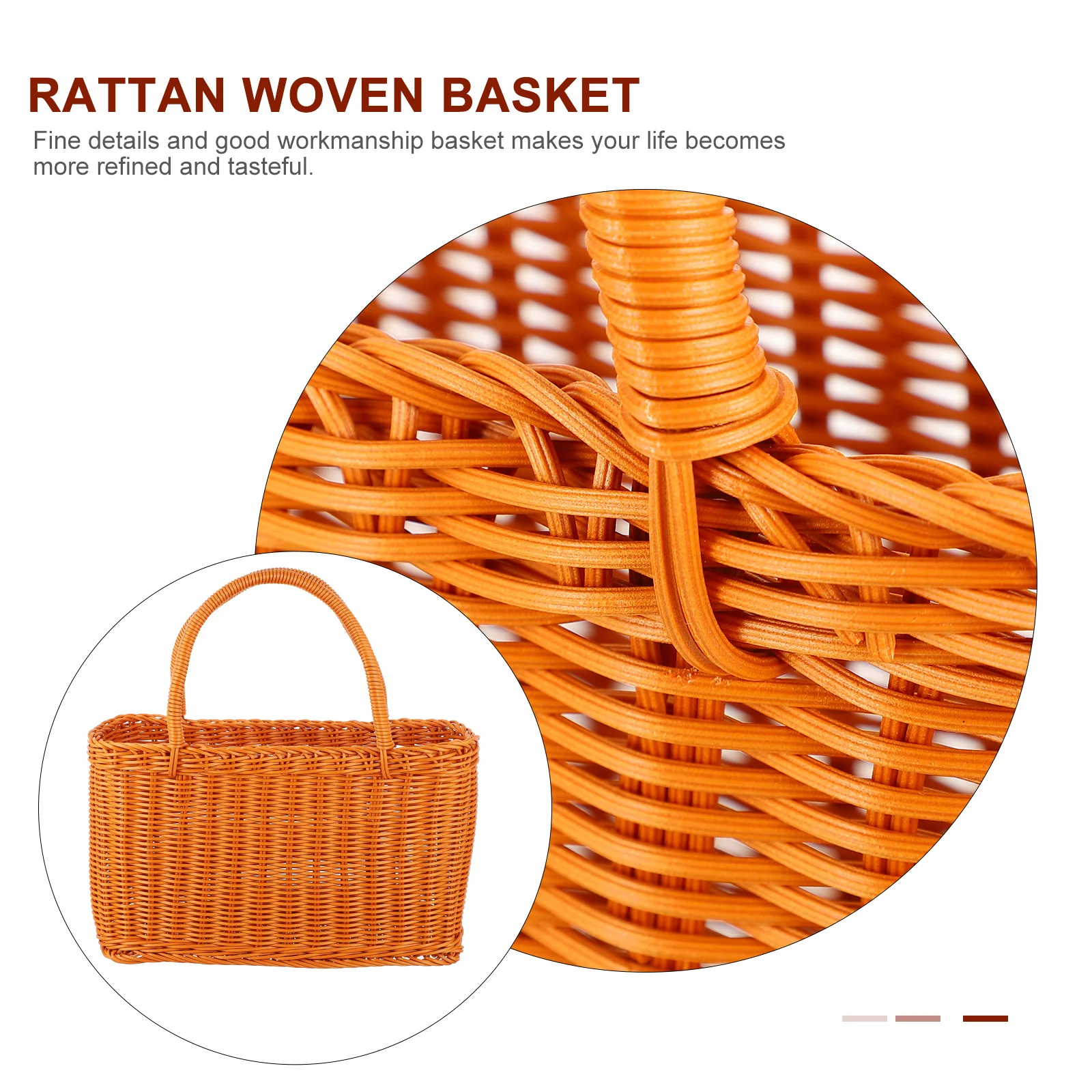 Woven Storage Basket Premium Plastic Natural Durable Fruit Flower Container For Home Garden Kitchen Picnic Gift Rattan Vegetable