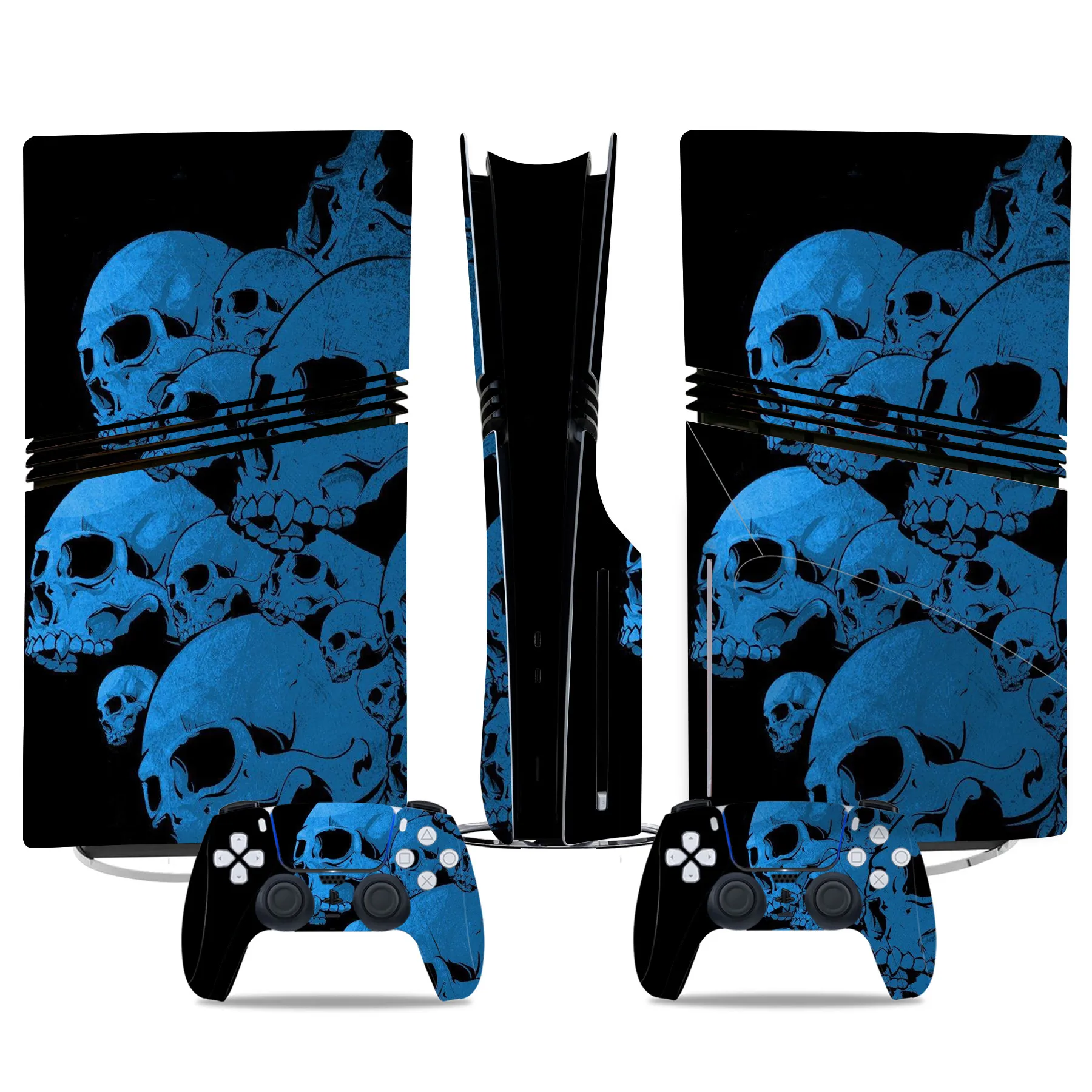 Skull Skins für PS5 Pro Skin Disc Edition Konsole und Controller Cover Aufkleber Wrap Vinyl kompatibel mit PS5 SLIM Disc Version