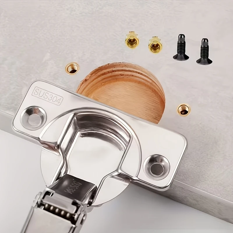 20–100 Stück Scharnier-Reparatur-Einsatzset, wiederverwendbare Befestigungseinsätze für die Reparatur von Schrank- und Möbeltüren, Verstärkung der Türplatte aus Massivholz – Detail 6
