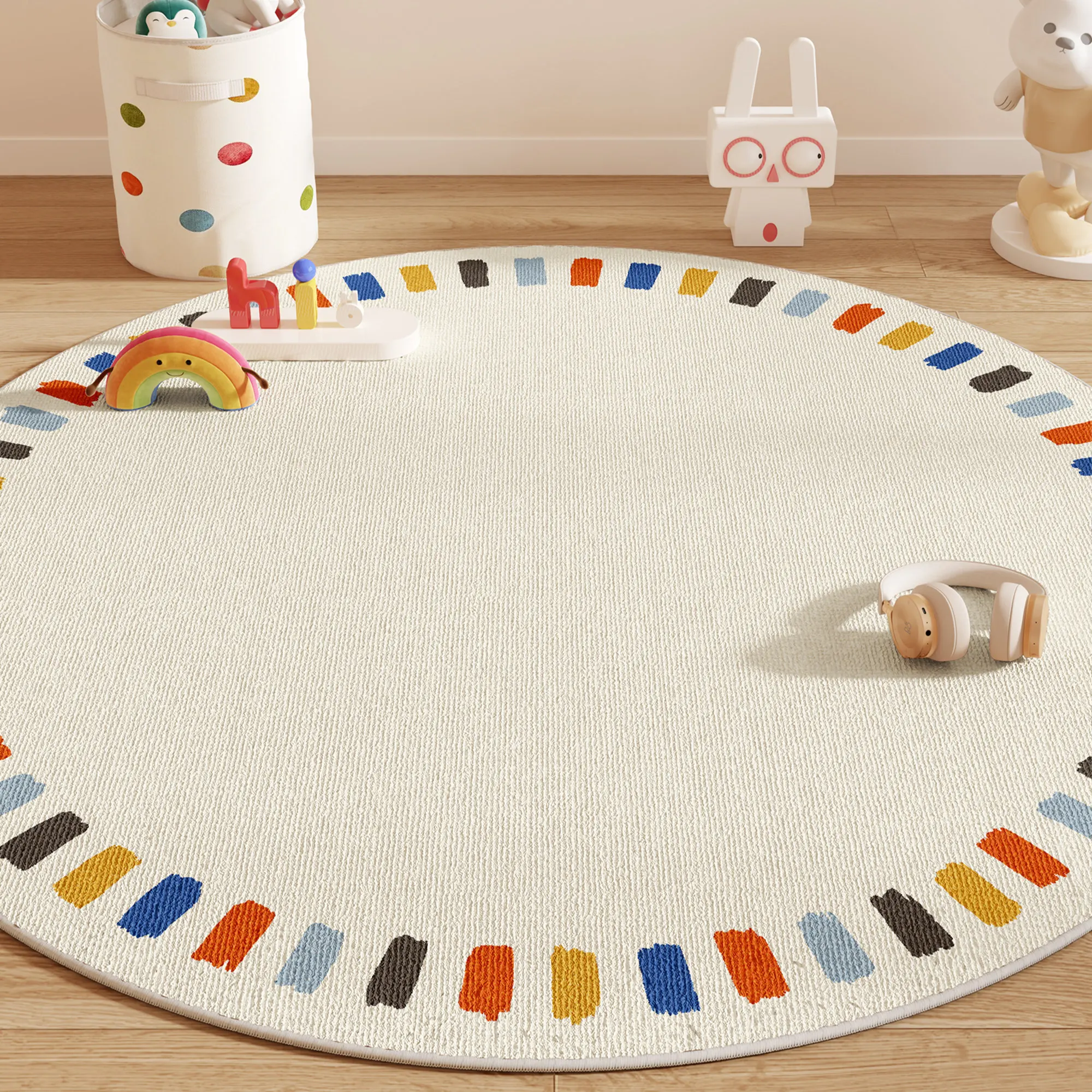 Cartoon Round Carpet Waterproof and Anti-fouling Bedroom Bedside Blanket Reading Area Floor Mat 2026 New
