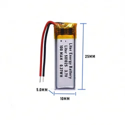 501025 hot sale small battery 501225 3.7V 100mAh lipo battery for digital products