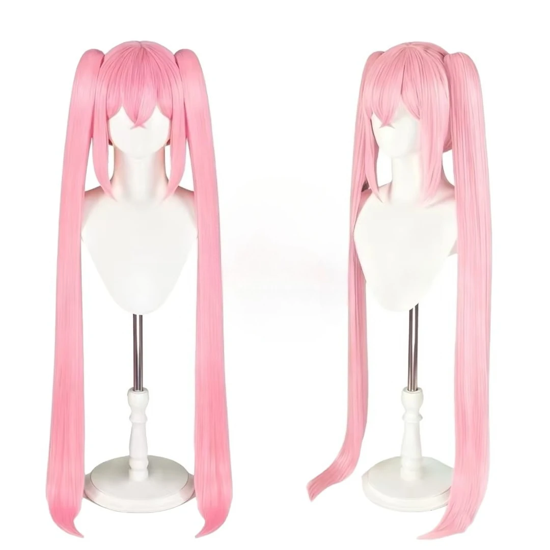 

Pink Double Ponytail Long Straight Cosplay Wig Anime 2D Role Play Wig for Comic Exhibition