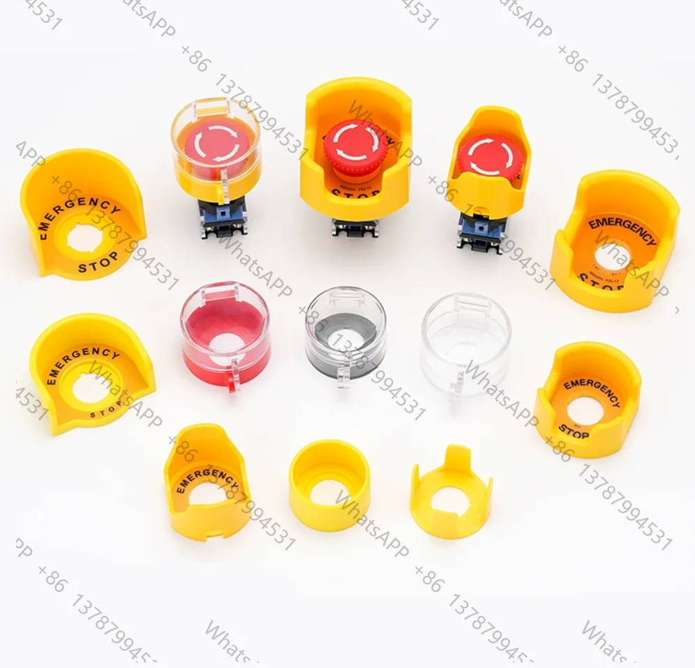Emergency Stop 16/19/22/25/30/42mm Push Button Switch Rain Dust Proof Safety Guard Protective Cover Cap Yellow Clear