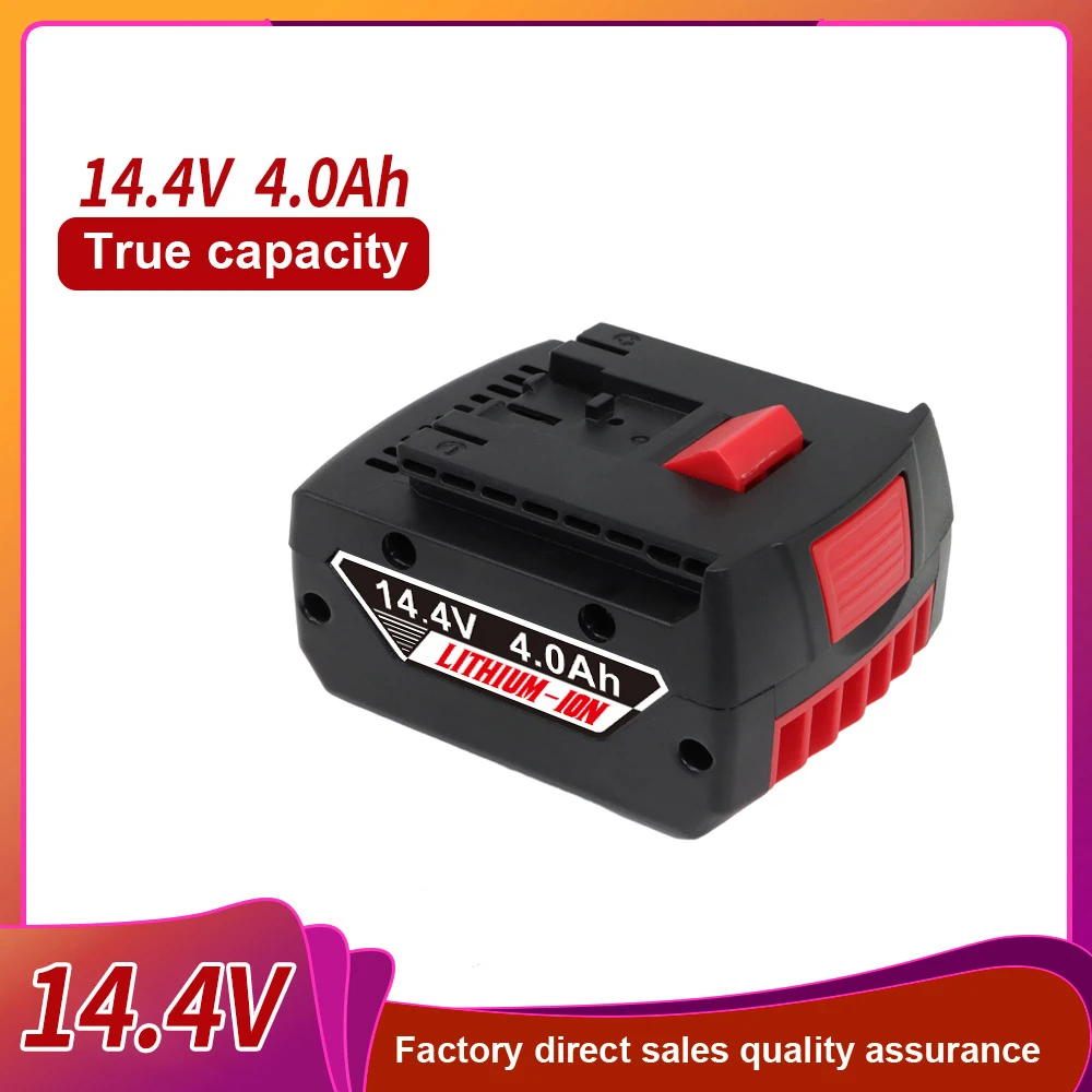 14.4V 4000mAh Latest Upgrade BAT614 Pack for Bosch Electric Drill Screwdriver BAT607 BAT614G 40M+Charger Replace Li-ion Battery