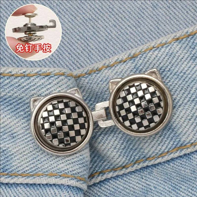 Cat Ear Waist Cinching Buttons Adjustable Metal Buckles for Jeans Size Adjustment Comfortable No Meat Pain Home Sewing DIY