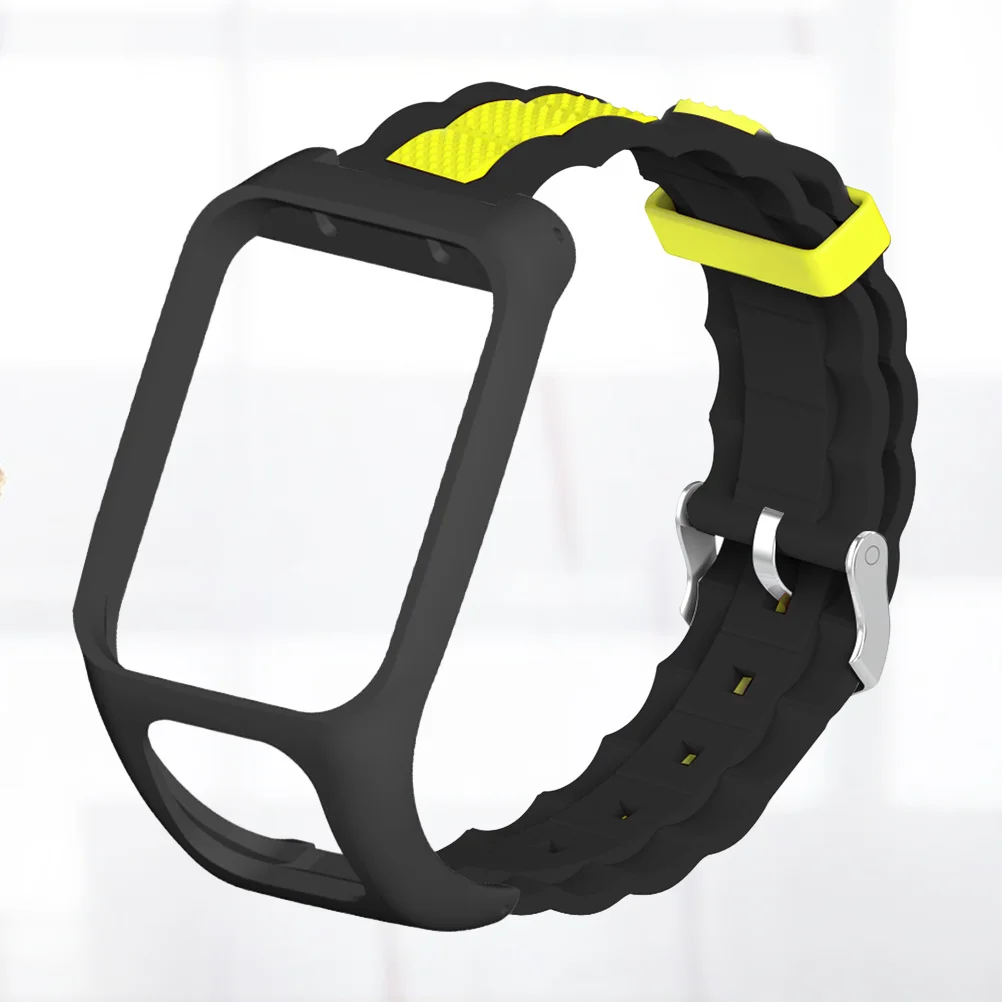 

Silicone Watch Band Replacement Strap Ergonomic Design Comfortable Fit Compatible Runner 3 Black Yellow Fashion Watch