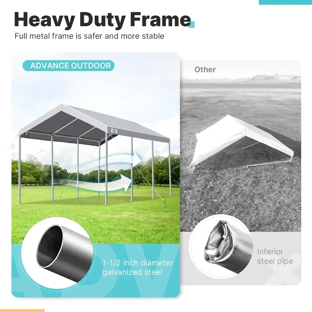 ADVANCE OUTDOOR 10x20 ft Heavy Duty Carport łatwa konfiguracja baldachim samochodowy schronienie garażowe łódź namiot weselny, regulowany