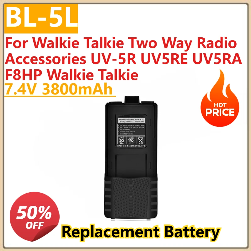 

New For Baofeng BL-5L Battery 7.6V 3800mAh for Walkie Talkie Two Way Radio Accessories UV-5R UV5RE UV5RA F8HP Walkie Talkie