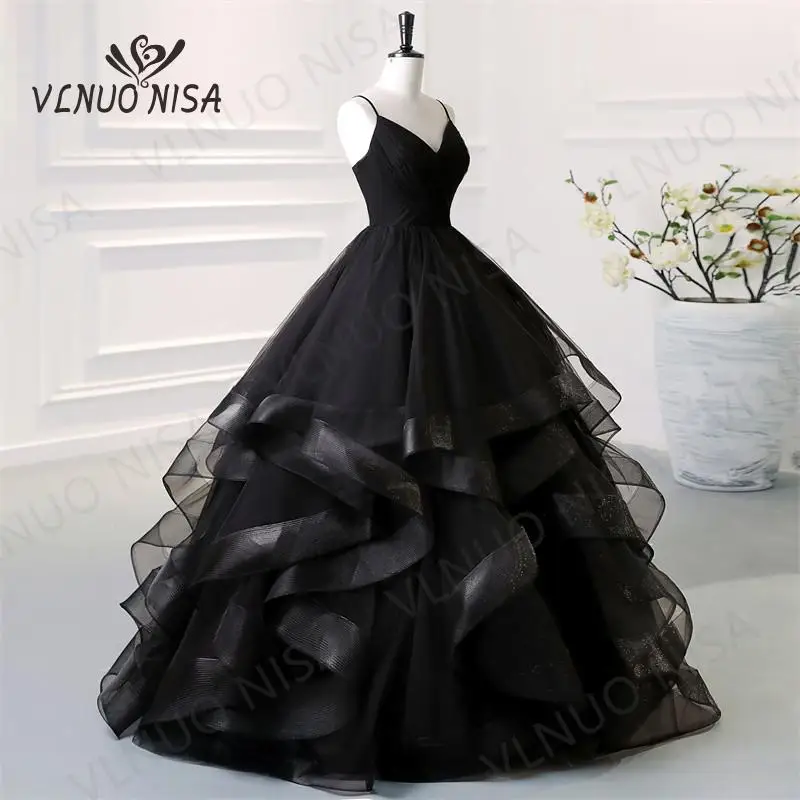 Fashion Lace Wined Red Black Quinceanera Dress Spaghetti Straps Ruched  Organza Vestidos De 15 Debutante Gown Bohemia Princess