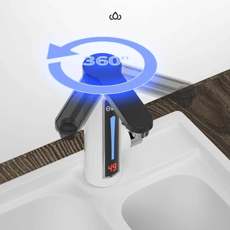 3300W เครื่องทำน้ำอุ่นก๊อกน้ำ LED Ambient Light จอแสดงผลอุณหภูมิห้องน้ำห้องครัวความร้อนทันทีแตะ