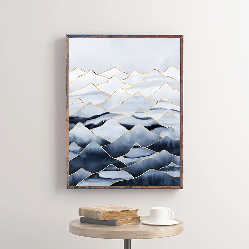 Watercolour Hills Poster Abstract Mountains Print Canvas Painting Modern Wall Art Picture for Room Cuadros Home Decoration