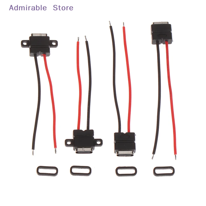 [W]1pcs USB Type C Waterproof Connector Welding Wire Female Socket Fast Charging Type-c Charging Interface Jack