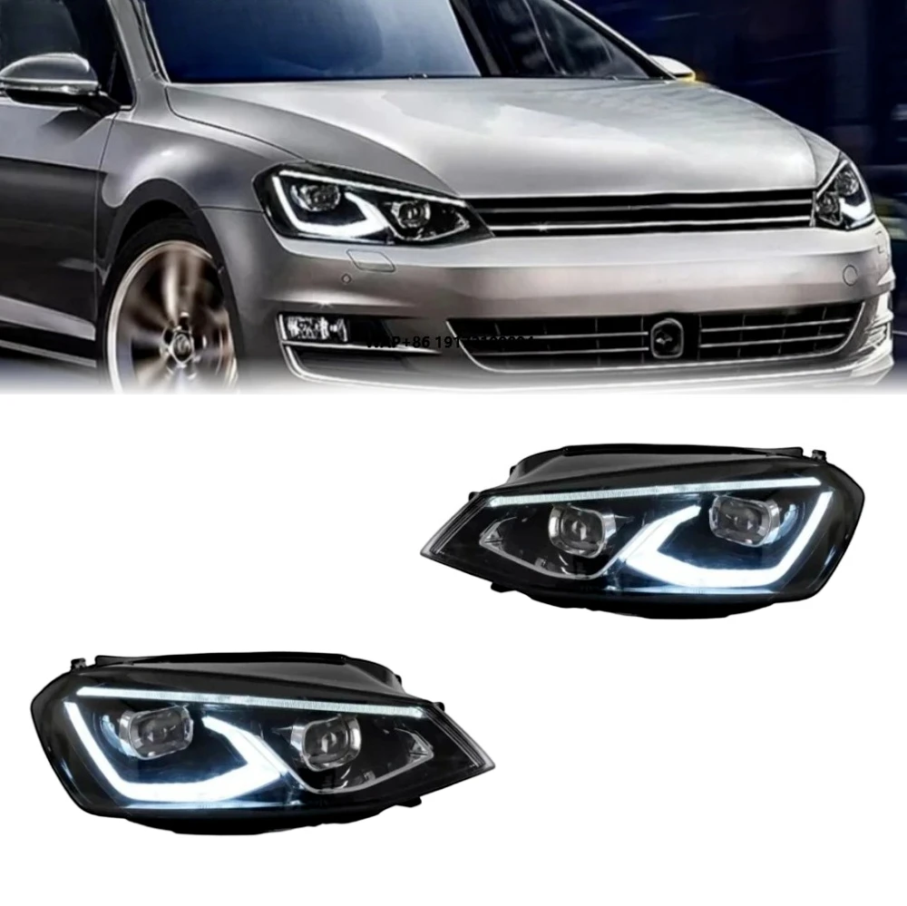 

Фары для Golf 7 (2013-2017) MK7: Обновленные светодиодные линзы, передние фонари, аксессуары для авто, хит продаж, Plug and Play, DRL