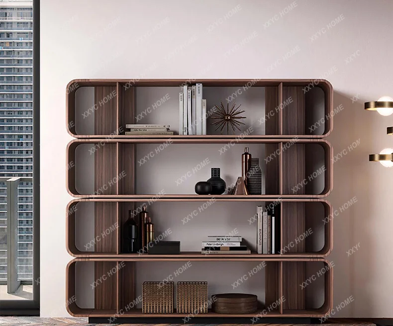 

light luxury solid wood bookcase, simple study, bookshelf, locker, living room, double-sided partition cabinet