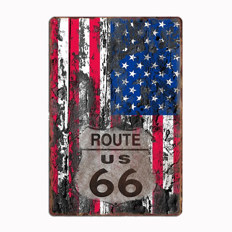 

Route 66 Road USA American Flag Signs Vintage Poster Metal Plaques Tin Sign Home Decor Room Decoration Kitchen Wall Decor