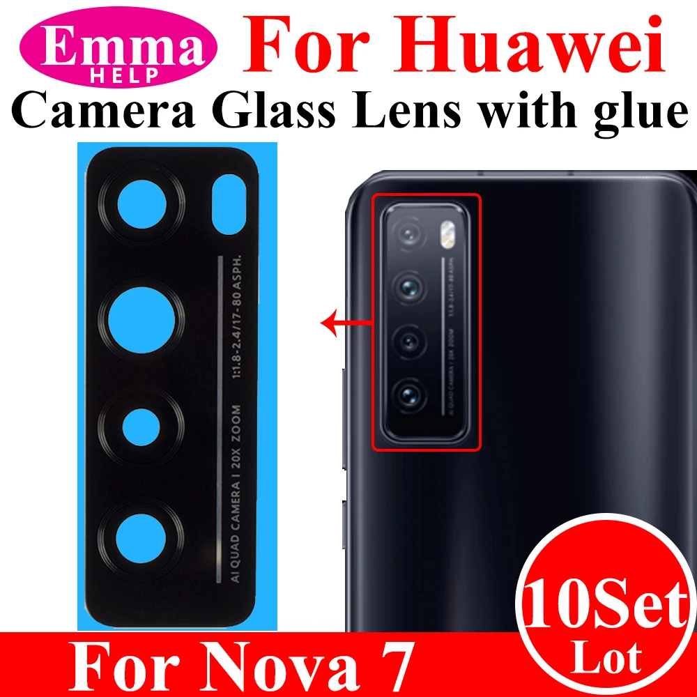 Camera Glass Lens For Huawei Nove 5 Pro 6 7 SE 7i 7 8 Pro 4E Back Rear Camera Lens With Adhesive Sticker Glue Phone Accessories