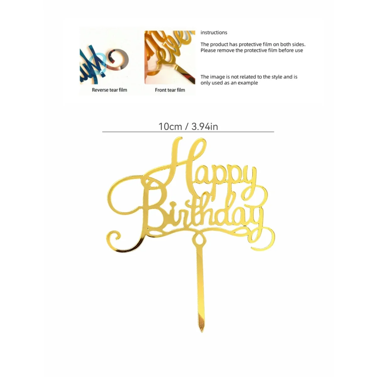 Décoration de gâteau en acrylique «joyeux anniversaire», 3 pièces, décor de lettres moderne pour fête d'anniversaire/noël, prise de gâteau, cadeaux de vacances