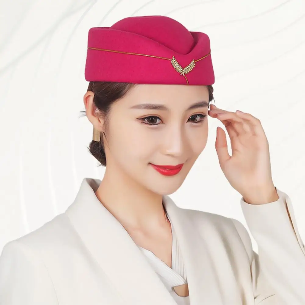 Solid Color Female Flight Attendant Hat Sweet Business Uniform Women Beret Caps Hats Stewardess Hat Cap Costume Cosplay Props