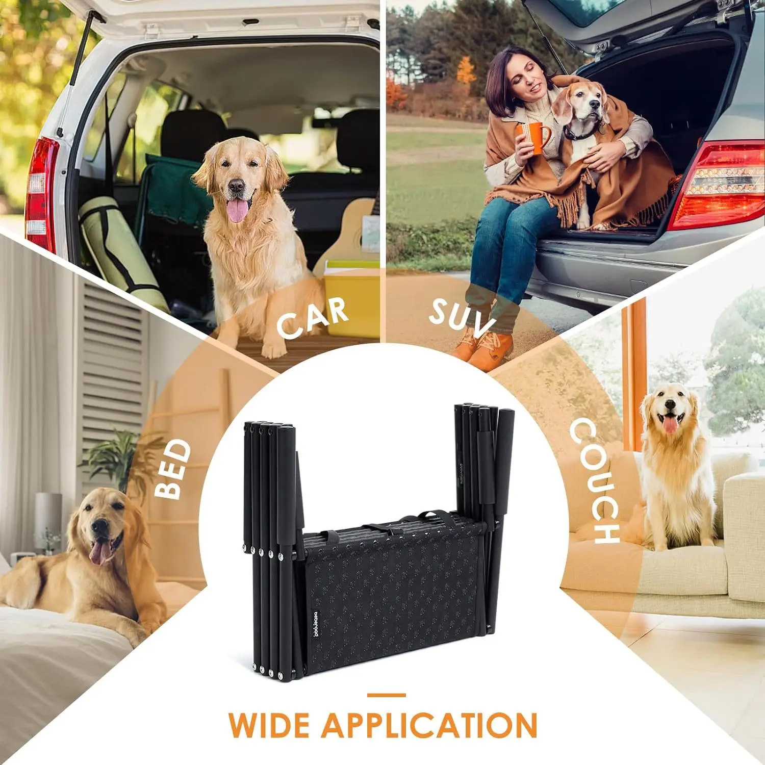 Car Pet Assisted Ladder Dog Boarding Ladder Pedal Large Dog Steps Ramp Folding Portable Stairs for Suv Truck All Car Accessories