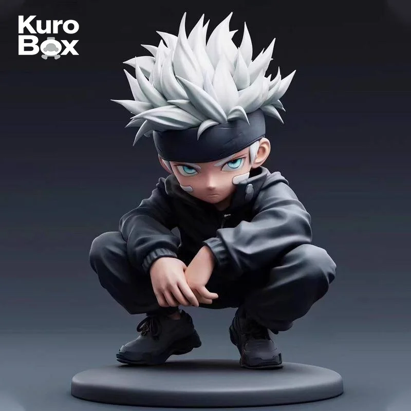 Jujutsu Kaisen Satoru Gojo Chibi Hockende Figur PVC-Modell Auto-Deko Computer-Gehäuse-Ornament Sammlerstück Geburtstagsgeschenk für Erwachsene