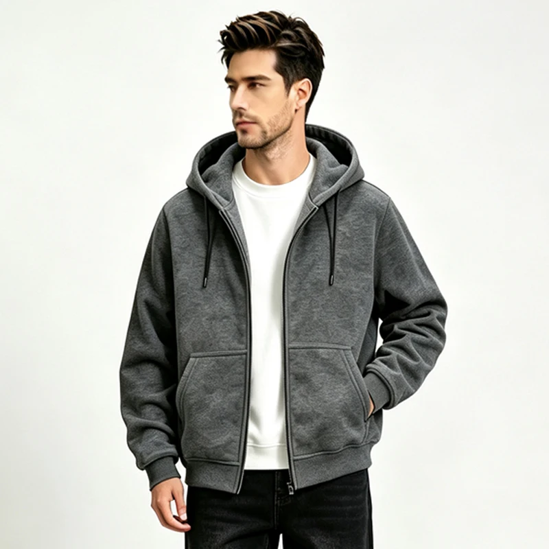 Men Oversized Hooded Sweatshirt Outer Jackets Men Seasonal Daily Loose Pullover Tops Men Soft Thick Knitted Hooded Sweatshirts