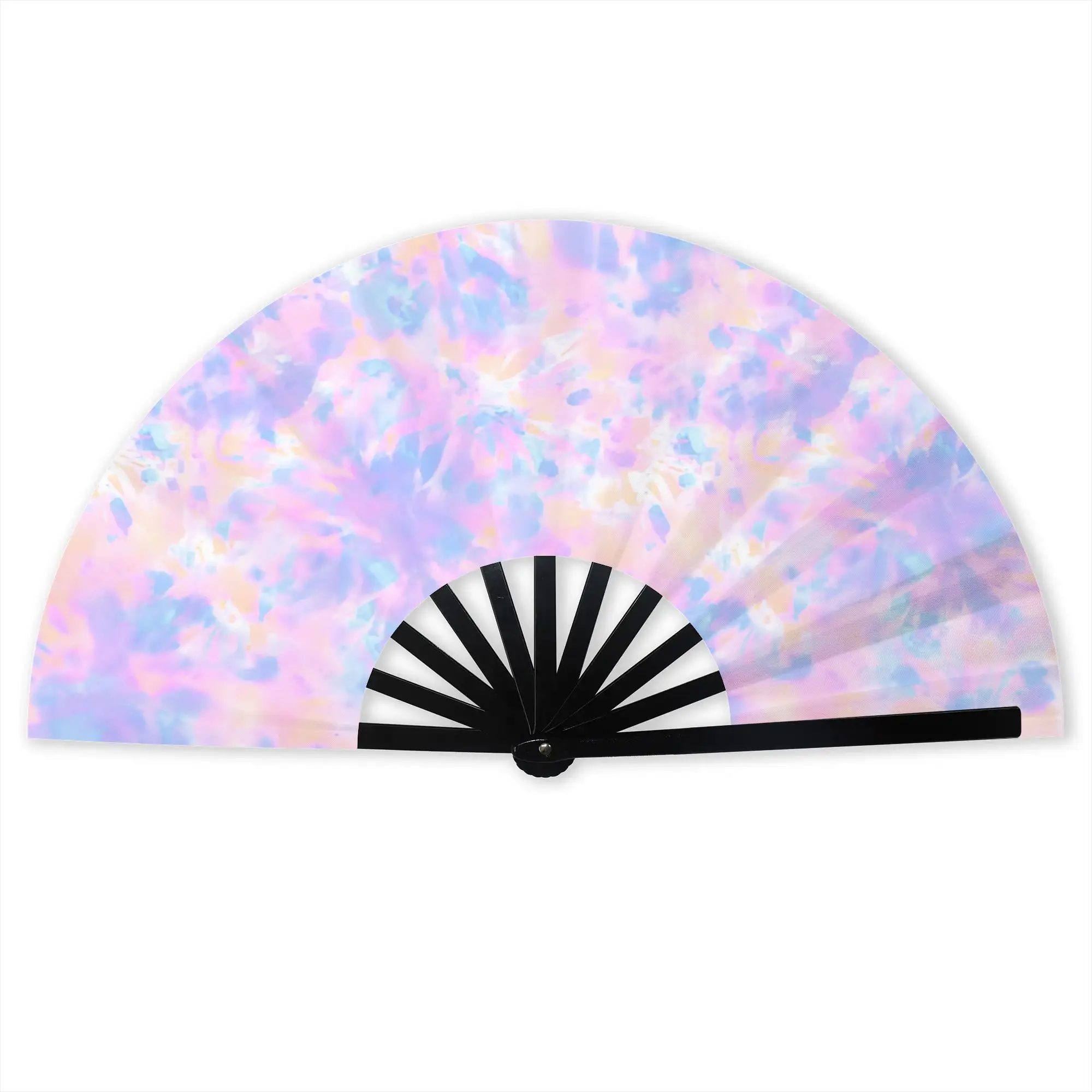 Personalised Tie Dye Promotional Gift Hand Fan Event Souvenir Abstract Style Color Durable Folding Fans Unique Bulk Pack Fan