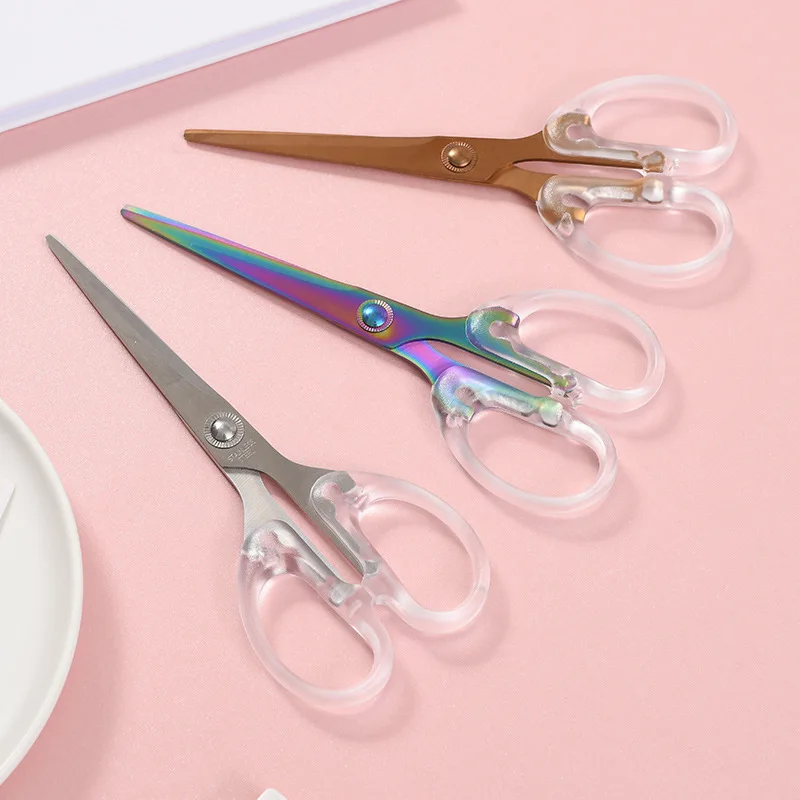 Matte Transparent Ins Style 4-Color Transparent Scissors Creative Student Desk Supplies Multi-Purpose Scissors Stationery