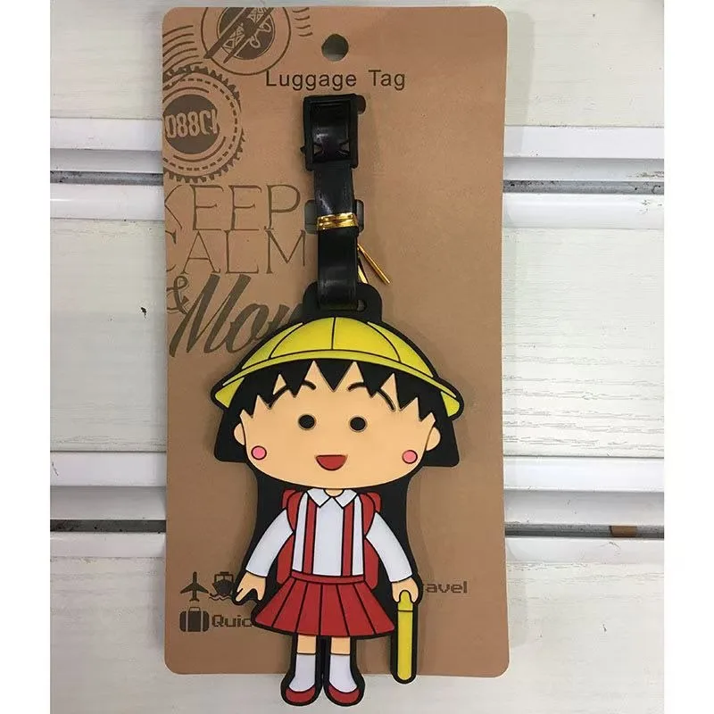 

New Cute Cartoon Chibi Maruko-Chan Anime Periphery PVC Luggage Tag Luggage Identification Small Hang Tag Bag Accessories