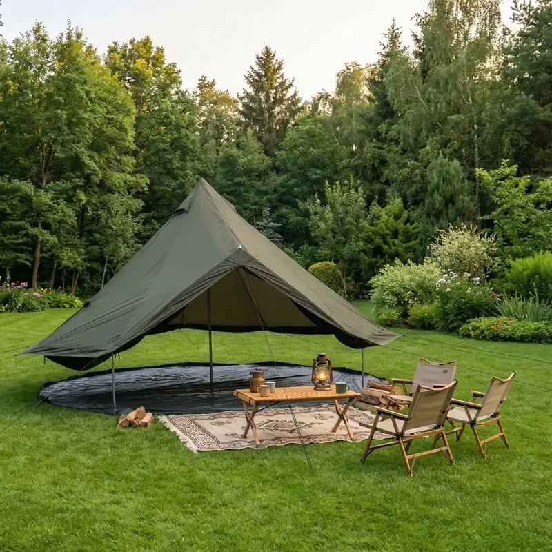 13.1FT 4-Season Bell Tent, Waterproof Glamping Yurt Tent with Stove Jack for 8 Person Family Camping