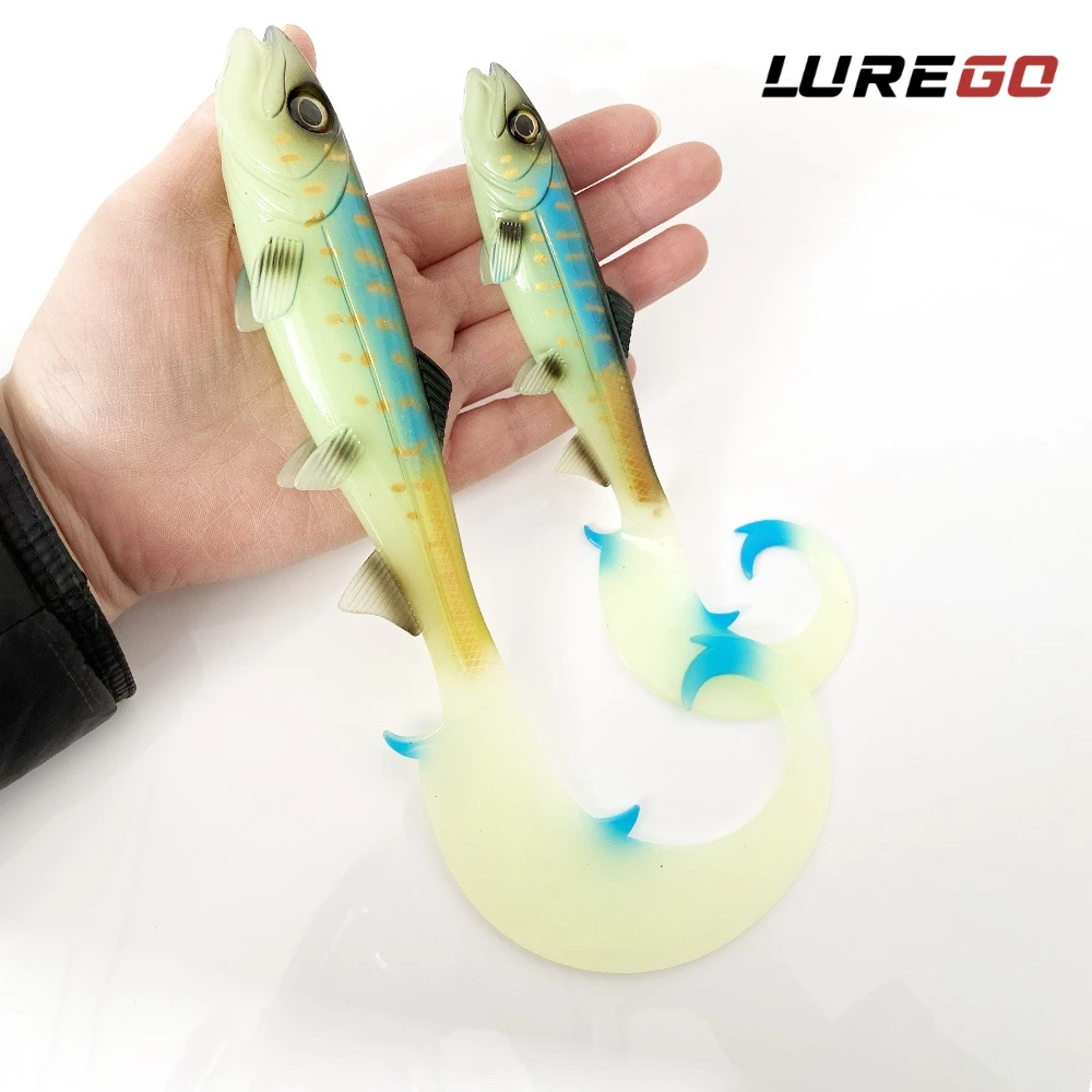 1PC Isca Artificial Macia Predator de 17cm/22.5cm – Cauda Ondulada Longa – Mortal para Lúcio, Perca, Zander e Bagre – Isca para Peixes Grandes