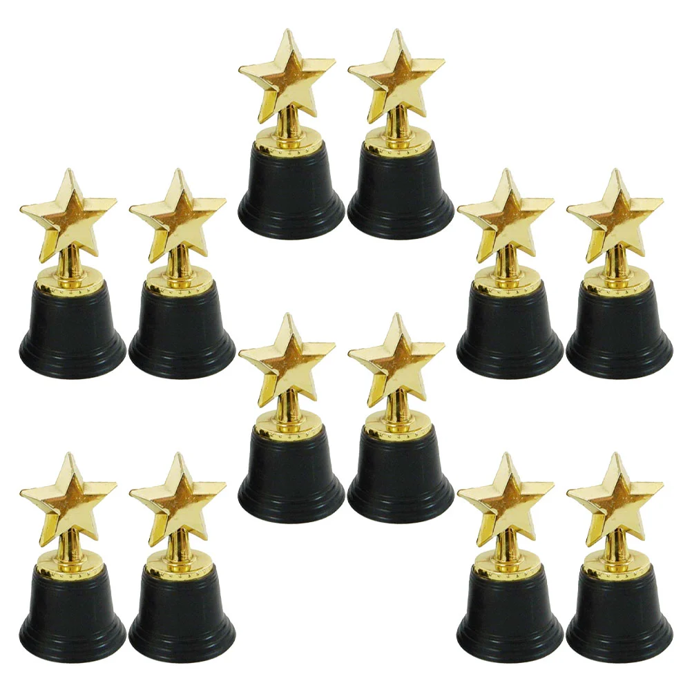 

12 Pcs Star Trophy Football Accessories Delicate Prize Compact Award The Medal Small Plastic Sports Student Child Children