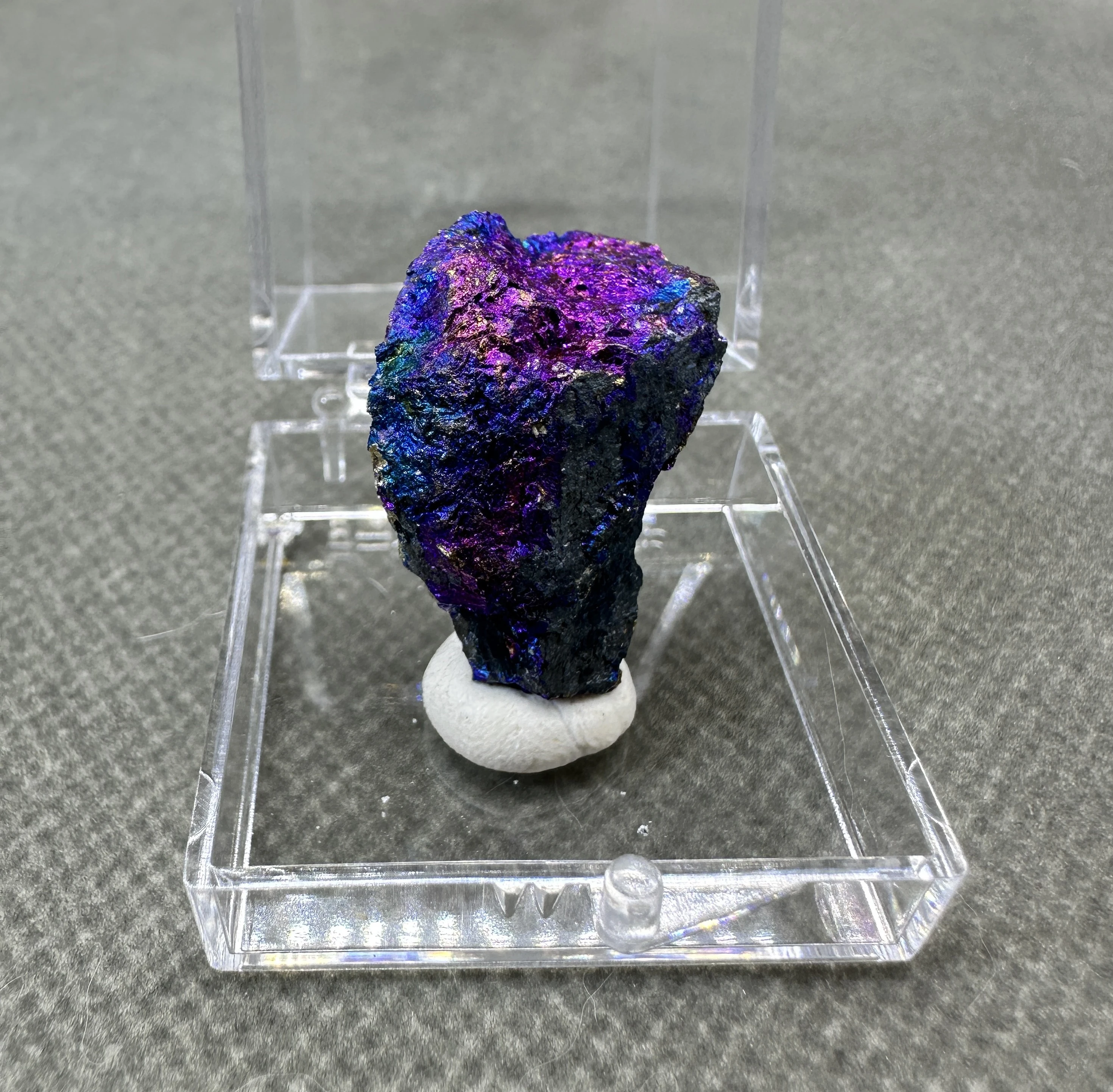 Natural Bornite mineral specimen + box size 3.4 cm + healing quartz crystals and stones