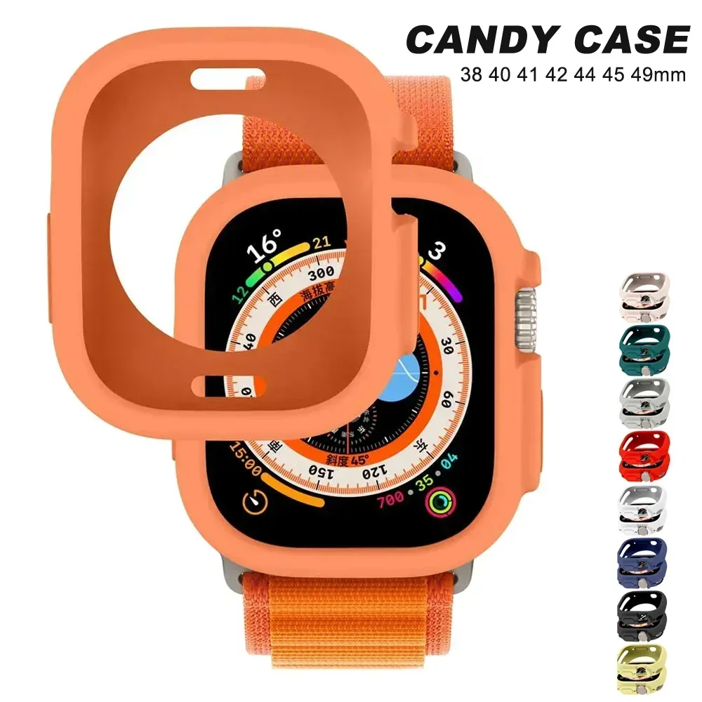 Case for Apple Watch Ultra 2 49mm Strap All-Round Shockproof TPU Protective Soft Silicone Band Cover Bumper Scratch-Resistant