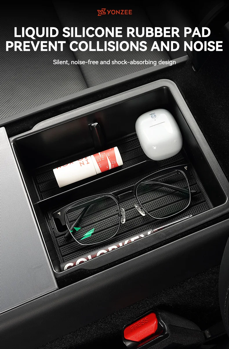 YZ für Tesla Model Y Standard Juniper RWD 2026 2025 Mittelkonsole Untere TPE-Aufbewahrungsbox Ladepad-Organizer Auto-Zubehör – Detail 3