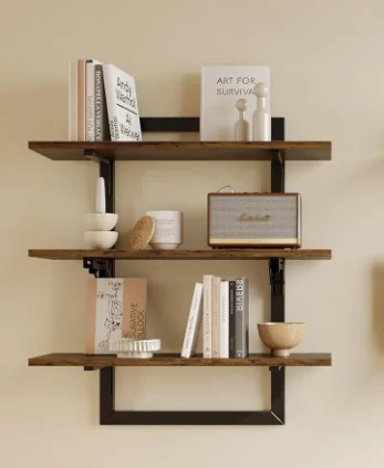 

Space Saving Shelves for Living Room & Bedroom Wall Mounted Shelf - Bathroom Storage Rack with Decorative Brackets,