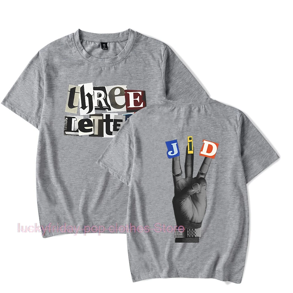 أعلى عارضة قصيرة الأكمام للرجال والنساء ، JID مغني الراب ميرش ، ثلاثة أحرف المحملة ، أزياء الملابس ، الاتجاه