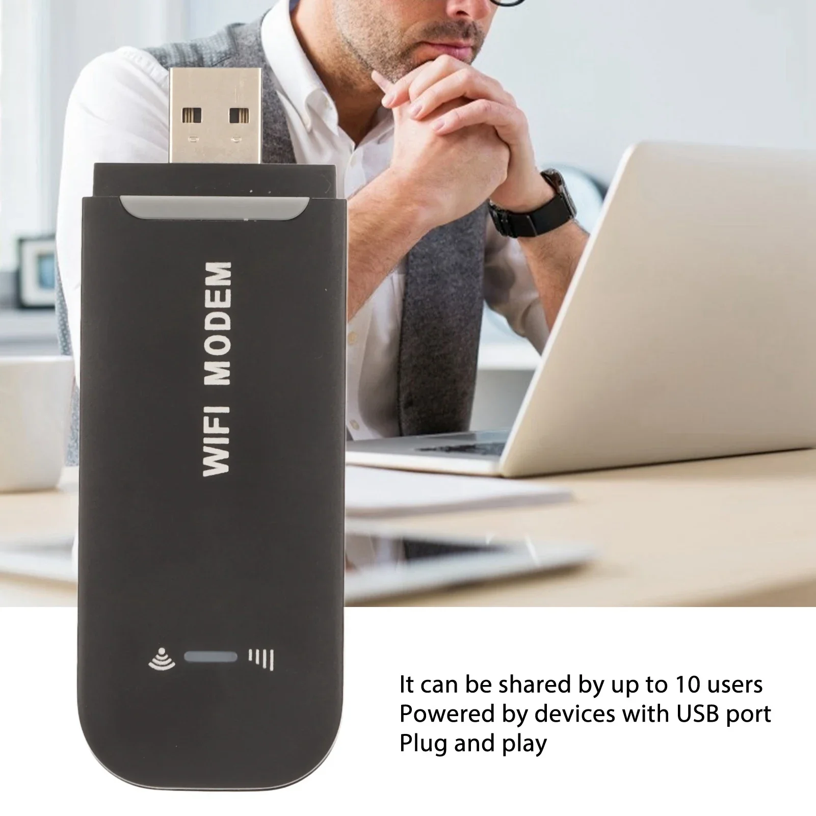 USB Plug and Play for Hotspot Micro SIM Card Phone PC 4G LTE Router 4G WiFi Router Black Up to 10 Users Stable Easy Connection