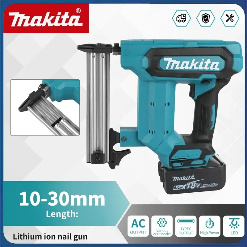

Аккумуляторный бесщеточный гвоздезабиватель Makita F30 18В, 100 гвоздей, 6.0Ач, для работ по дереву, напольных покрытий, стеллажей и DIY-проектов