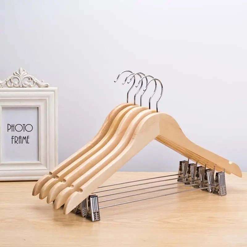 Quality Clothes Hangers Wooden Material Shops Hotel Cloakroom Pants Suits Skirt Dressing One-piece Rack Hat Underwear Hooks Clip