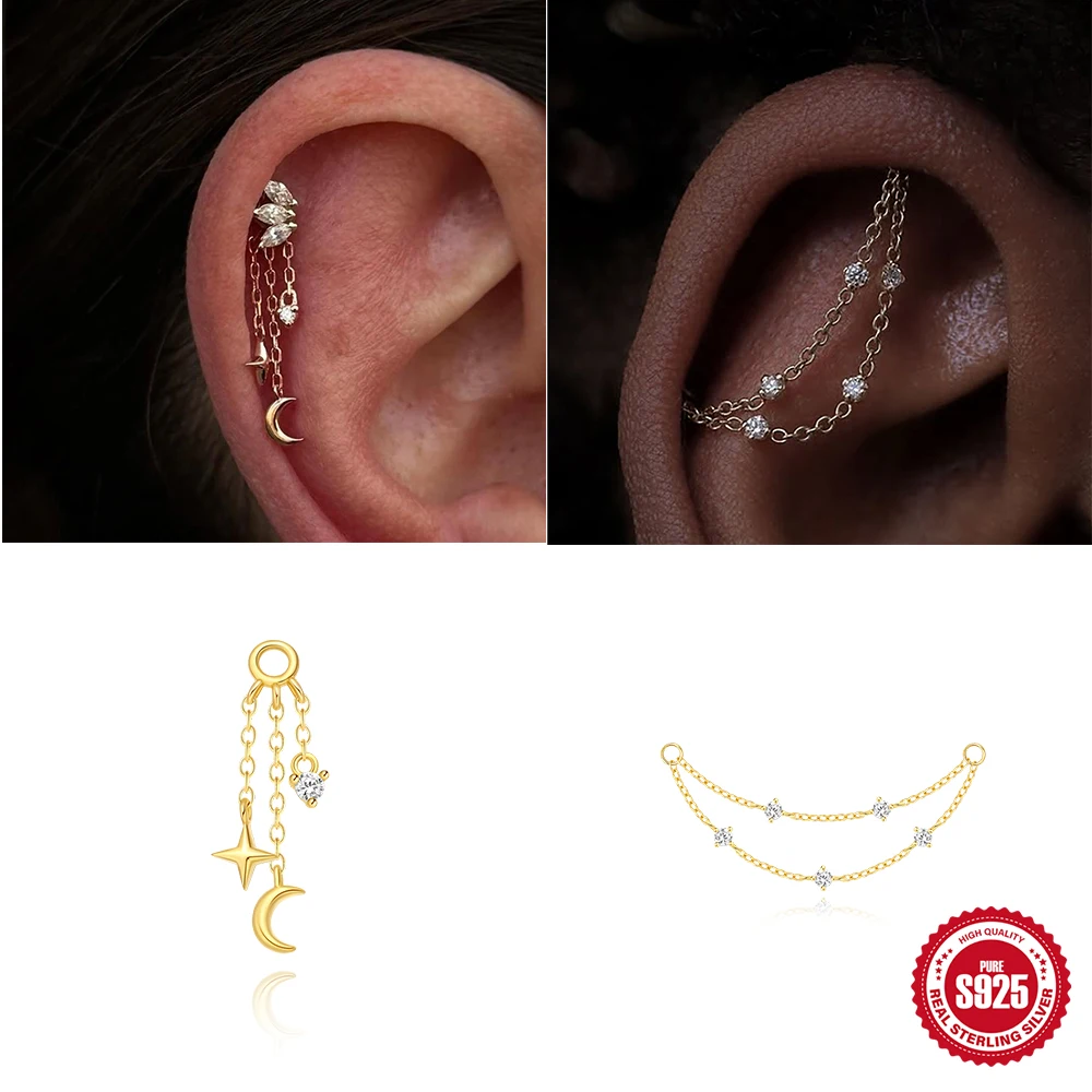 ROXI 925 argent Sterling quotidien bricolage porter gland chaîne Zircon/Agate breloques accessoire pour les femmes cercle/Piercing boucles d'oreilles bijoux