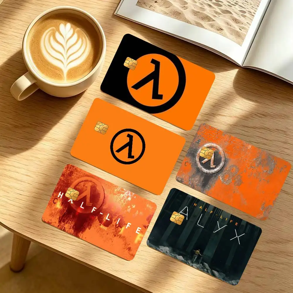 Game H-Half logo Life    Anime 4pcs 1Set Funny Shell On Off Ultra Thin No Fade Sticker Skin Cover Film for Debit Credit Card