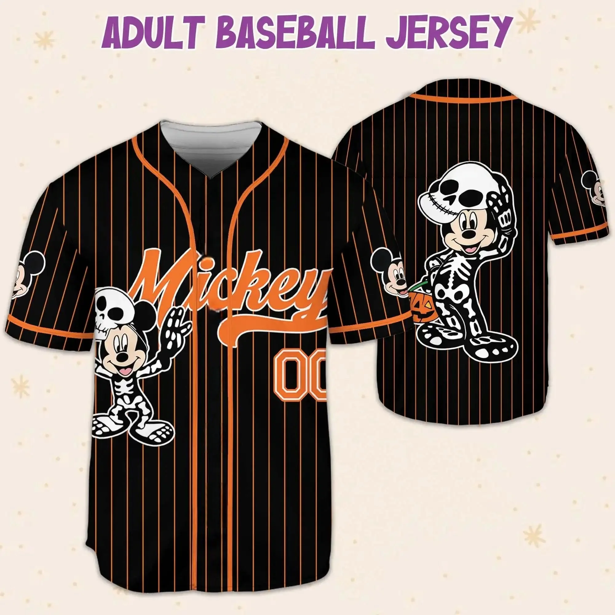 قمصان ميكي فريندز الكلاسيكية على شكل مملكة الحيوانات بأزرار سفلية ملابس رياضية مخصصة لبيسبول ديزني للأطفال والكبار هدايا الهالوين #1