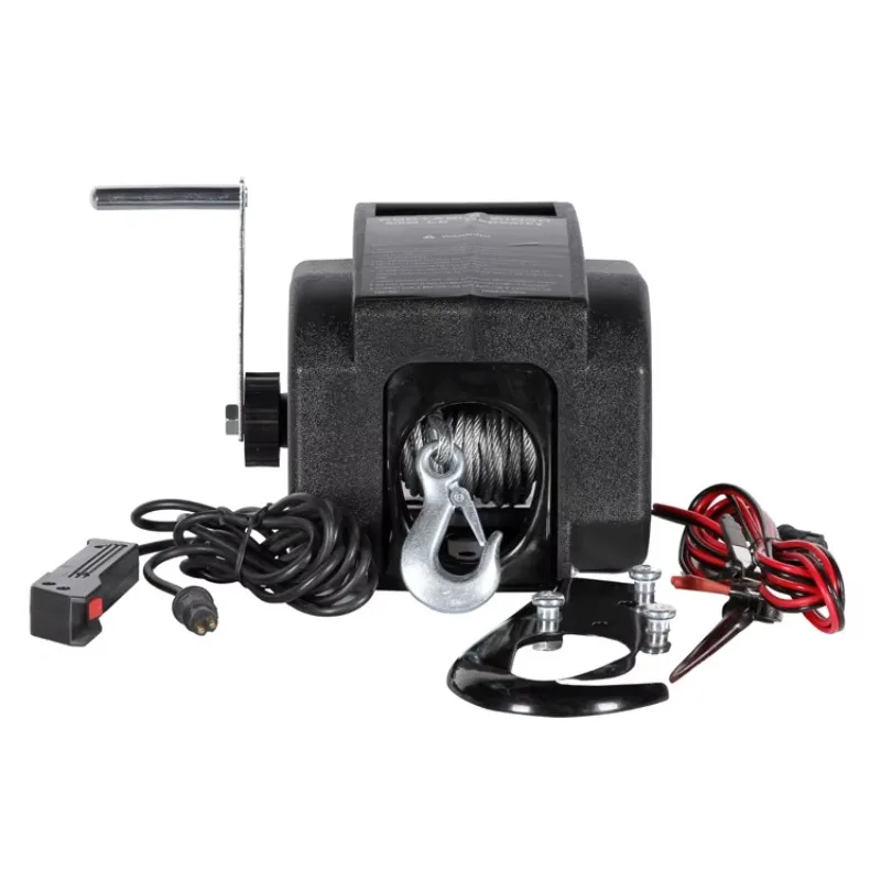 Portable 12v electric boat winch for tugs, stuck vehicles and other heavy items