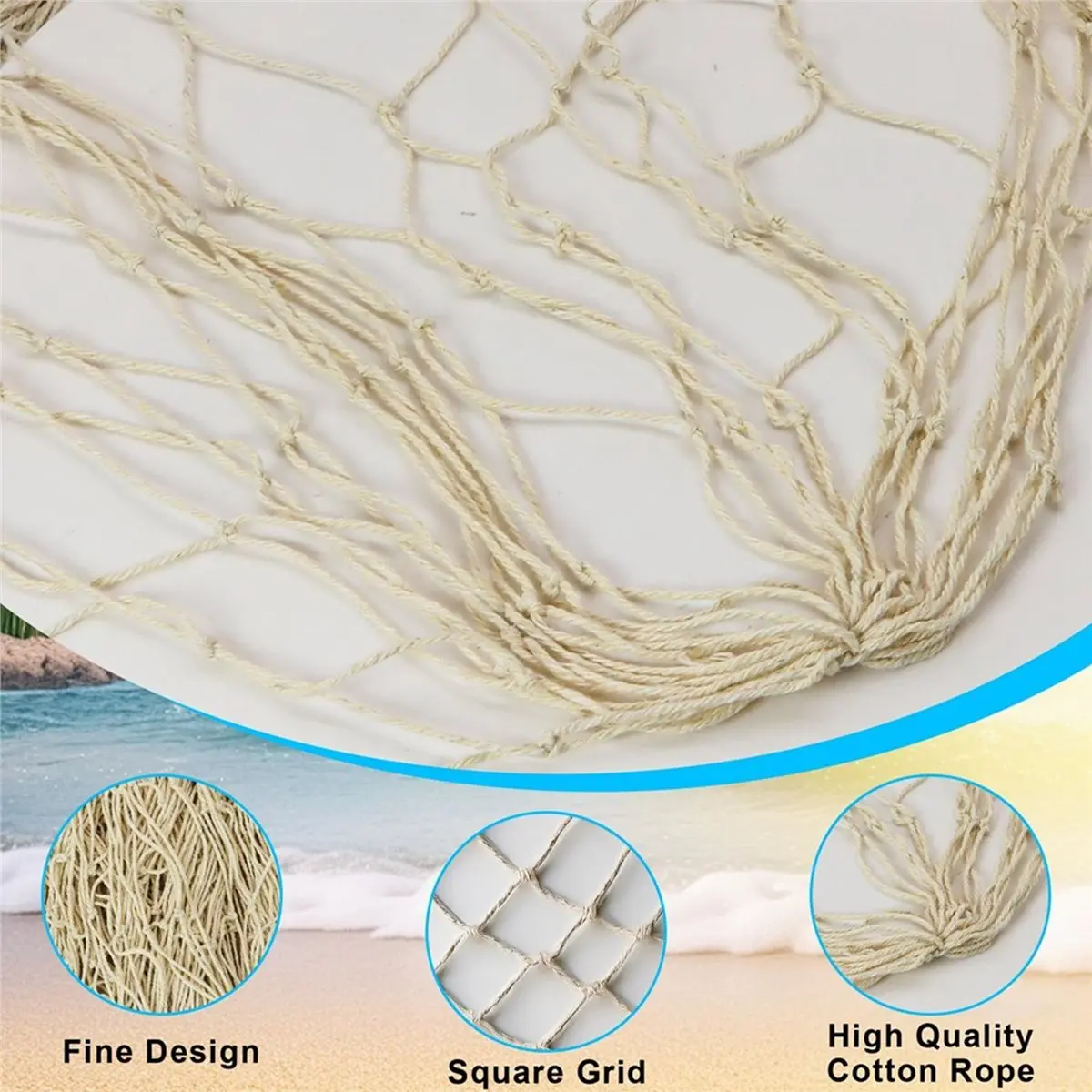 ABNQ 2 PCS Fish Net Decorations, 80 X 40 Inch, Ocean Themed Party Decor Beach, Nautical Wall Hanging Fishing Net for Bedroom