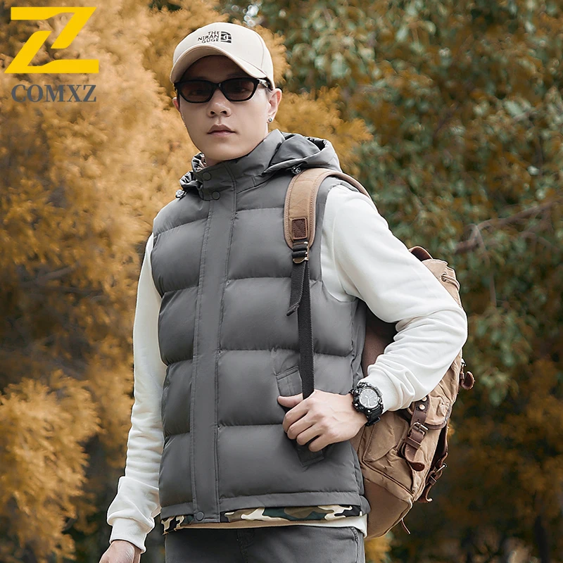 Men Outdoor Sports Vest Thicken Fleece Lined Windproof Tactical Military Style Urban Gear Casual Camouflage Hooded Layering Coat