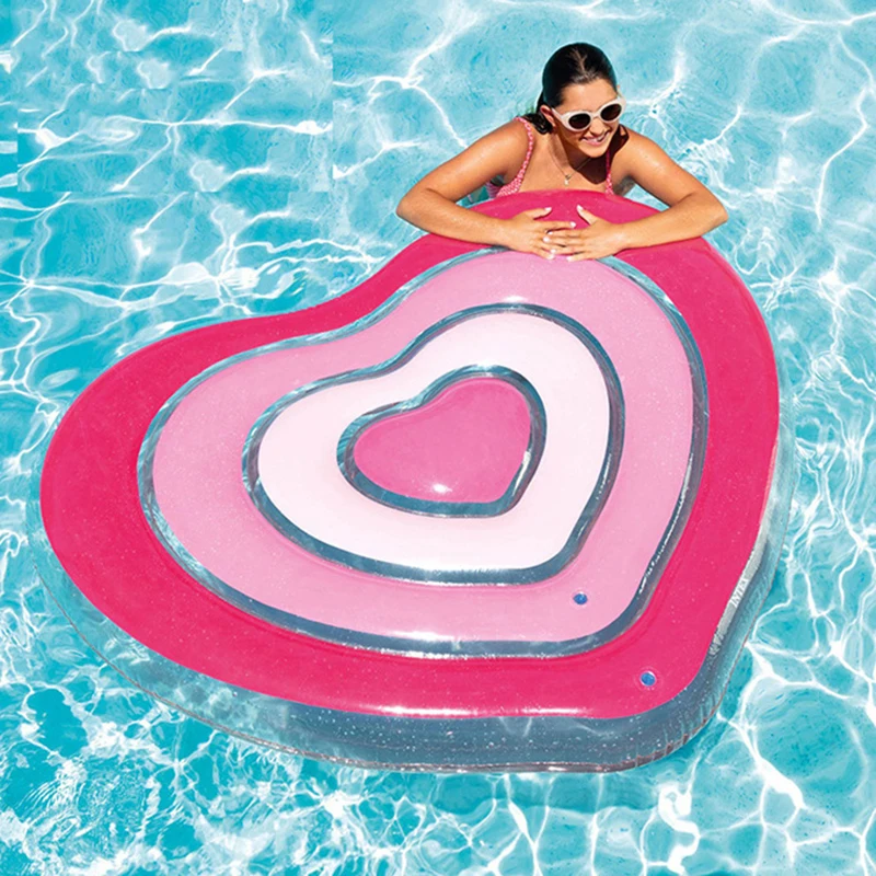 Inflatable Sweet Heart Pool Floats for Adults Heart Shaped Pool Floating Lounger  Water Pool Toys for Summer Swimming Luau Party